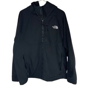 Mens Black Northface Jersey Hooded Jacket Lined With Fleece - XL